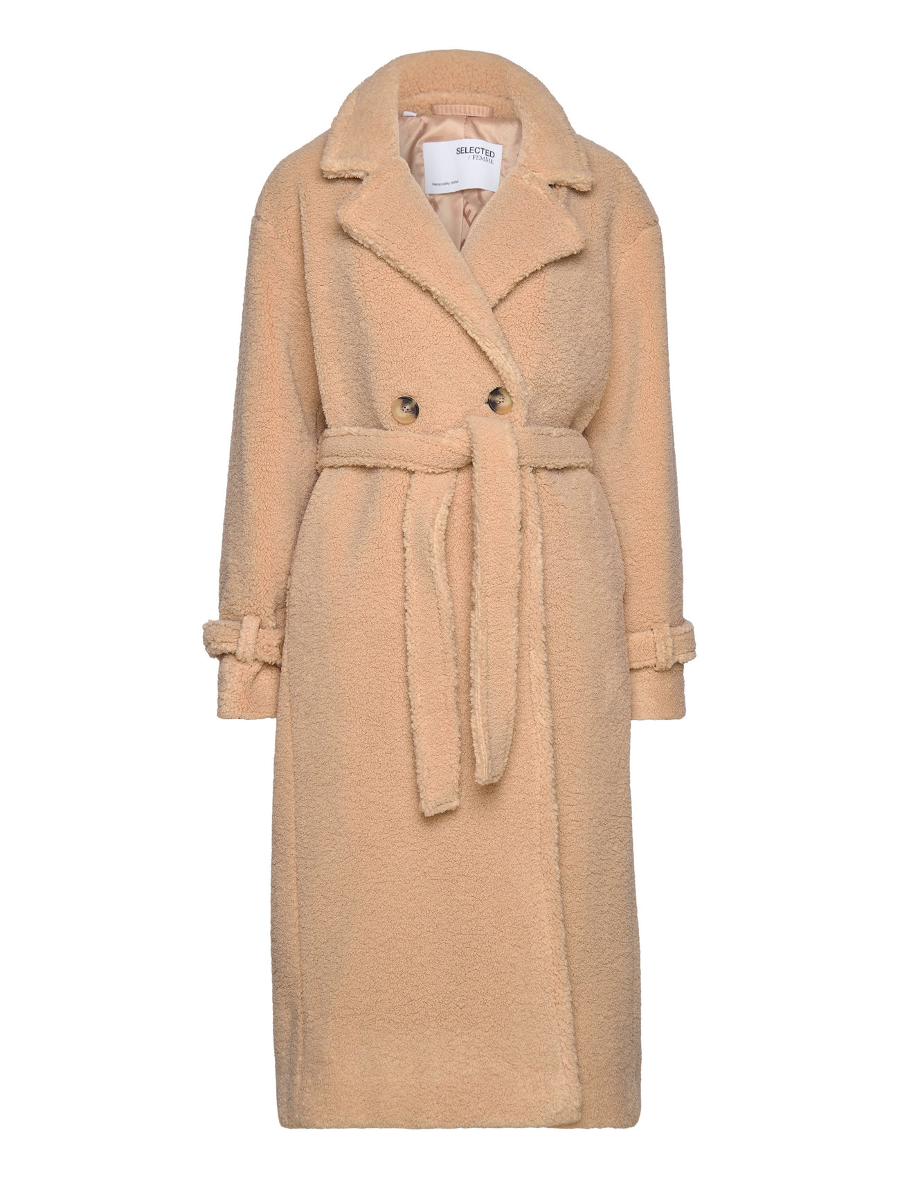 Slfbetty Teddy Coat B Outerwear Coats Winter Coats Beige Selected Femme