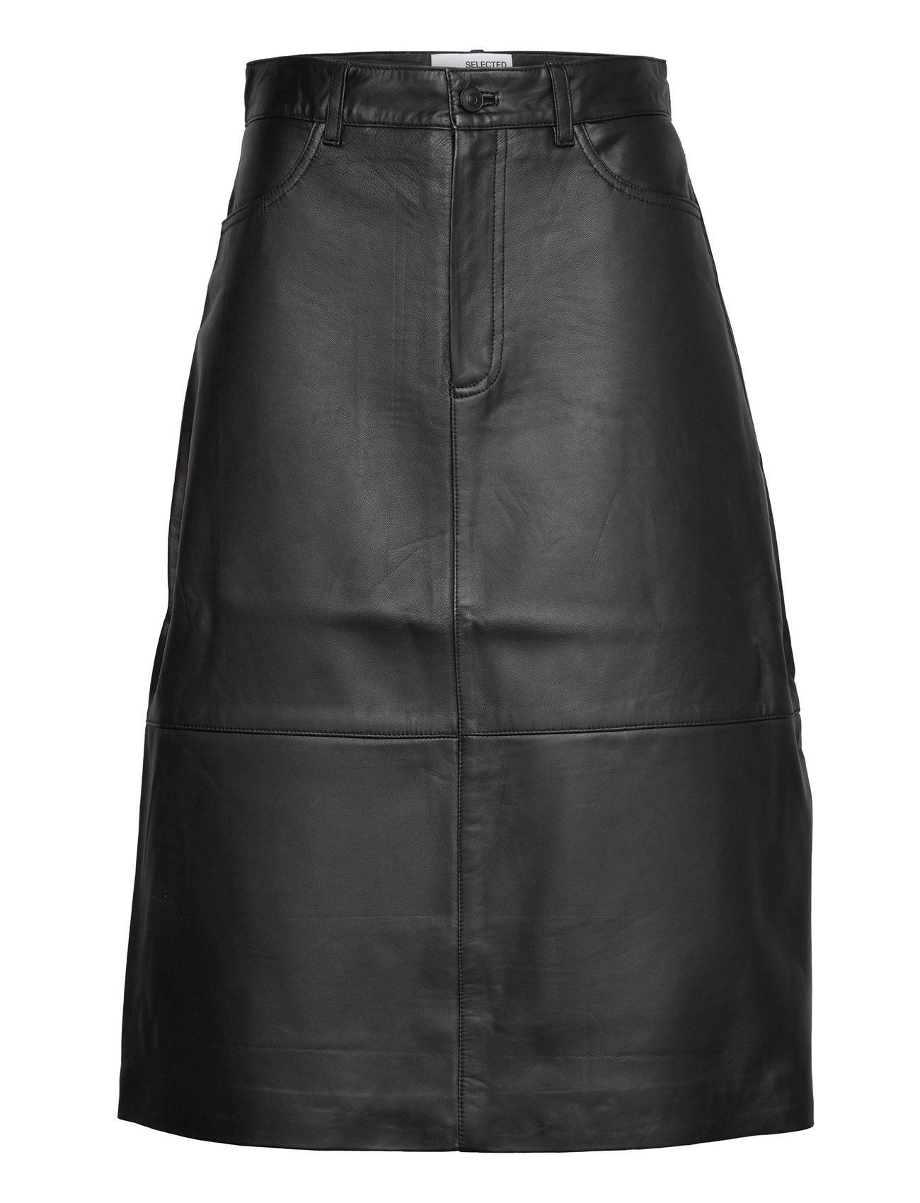 Selected Femme Slfronja Hw Leather Skirt B - Midinederdele Boozt.com