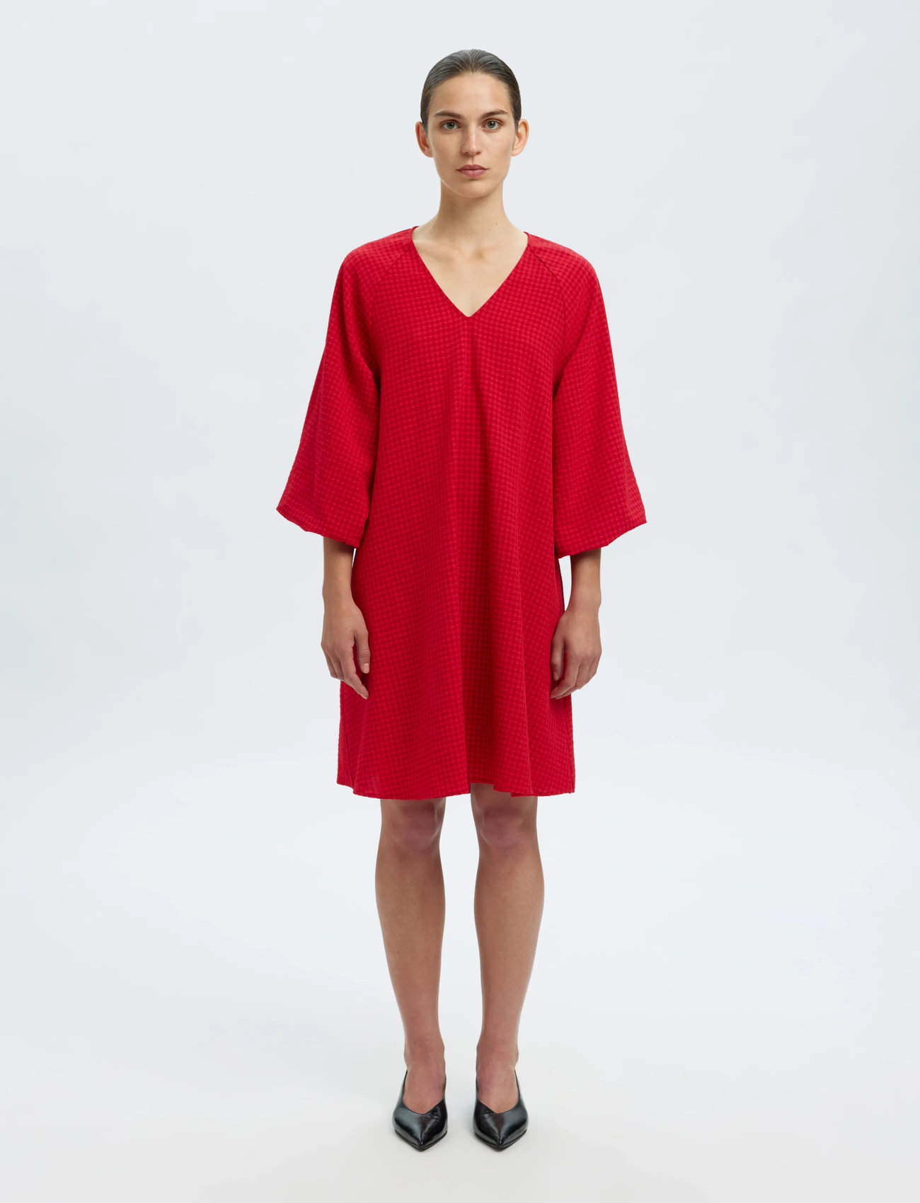 Selected Slfamida 3/4 Short Dress B, 40, Red, Kjoler > Kort Kjole, Dame
