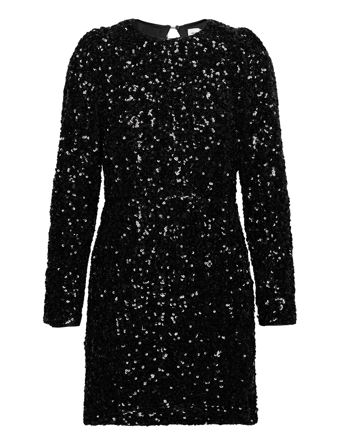 Slfcolyn Ls Short Sequins Dress B Kort Kjole Black Selected Femme