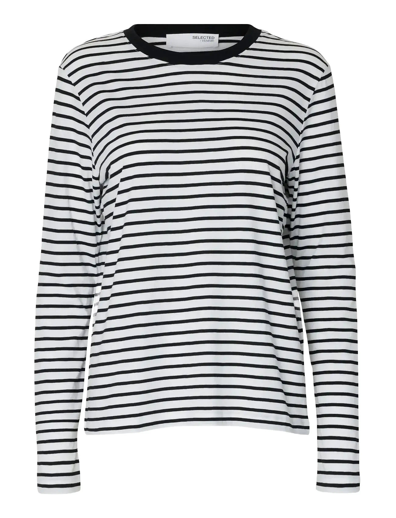 Slfessential Ls Striped O-Neck Tee Noos Black Selected Femme