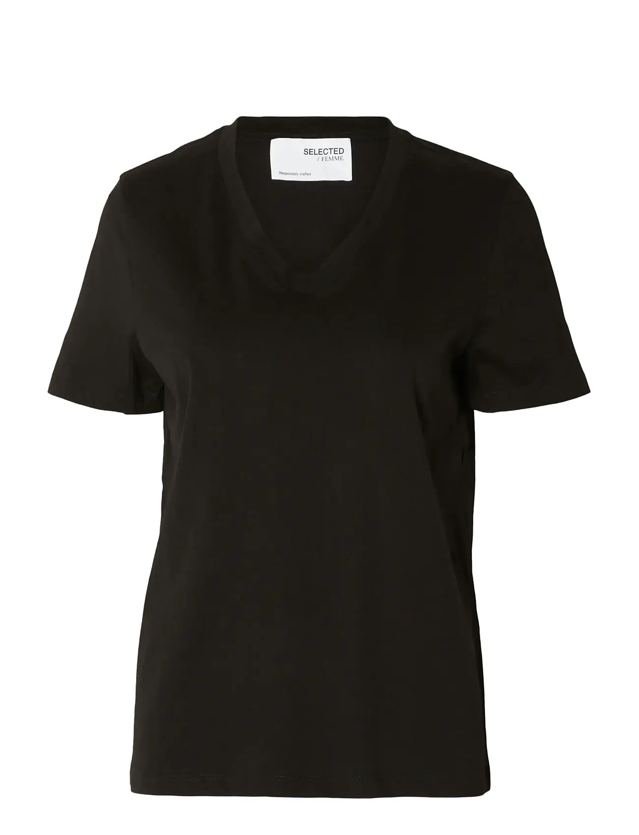 Slfessential Ss V-Neck Tee Noos Black Selected Femme