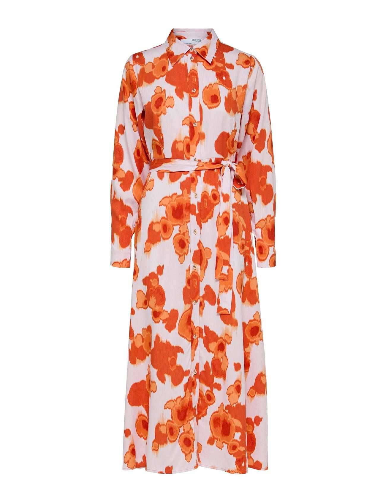 Selected Femme Slfnicolette Ls Ankle Shirt Dress (Orangeade), 383.52 kr | Stort udvalg af designer mærker |