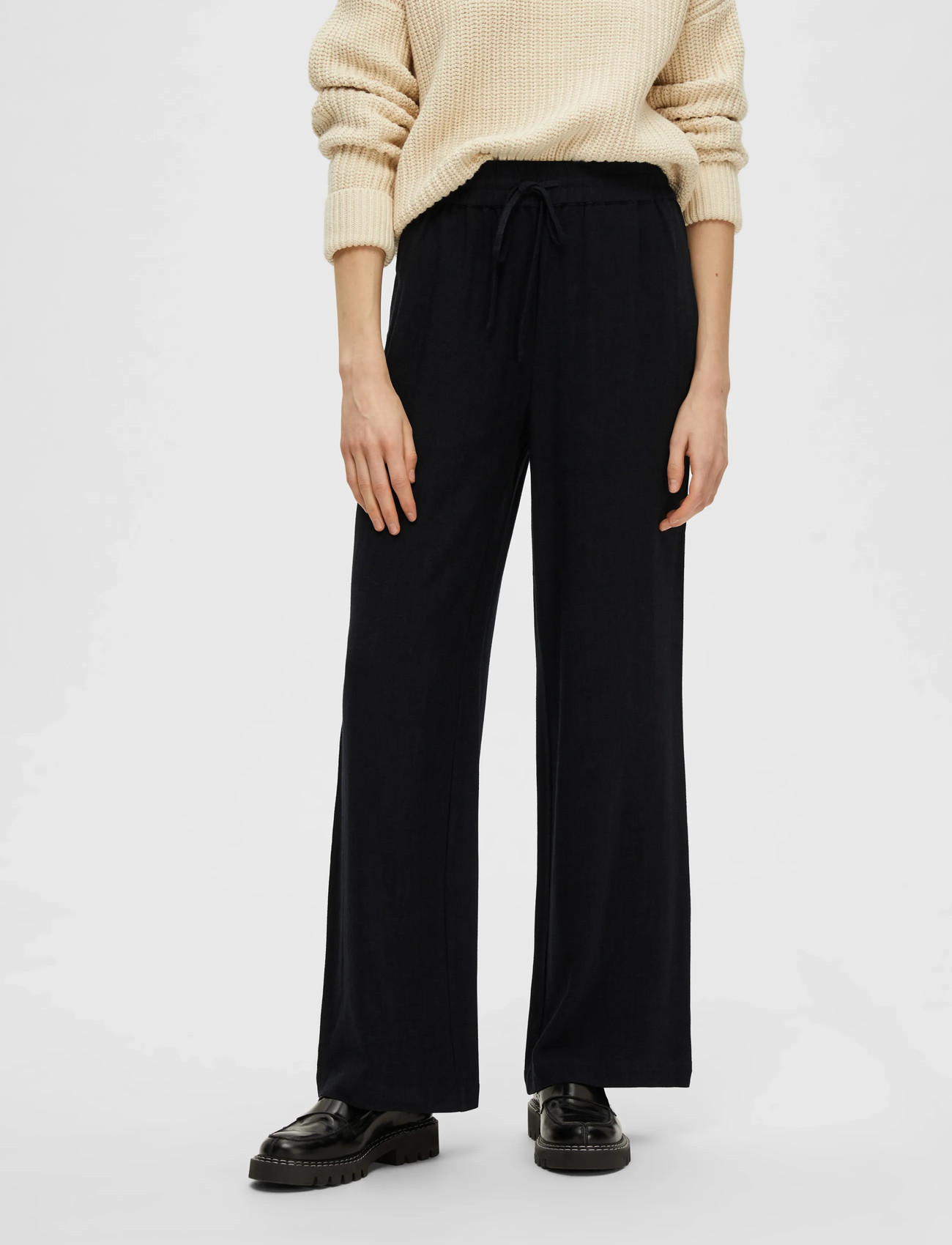 Selected Slfviva-Gulia Hw Long Sun Pant Noos, 34, Black, Bukser > Brede Ben, Dame