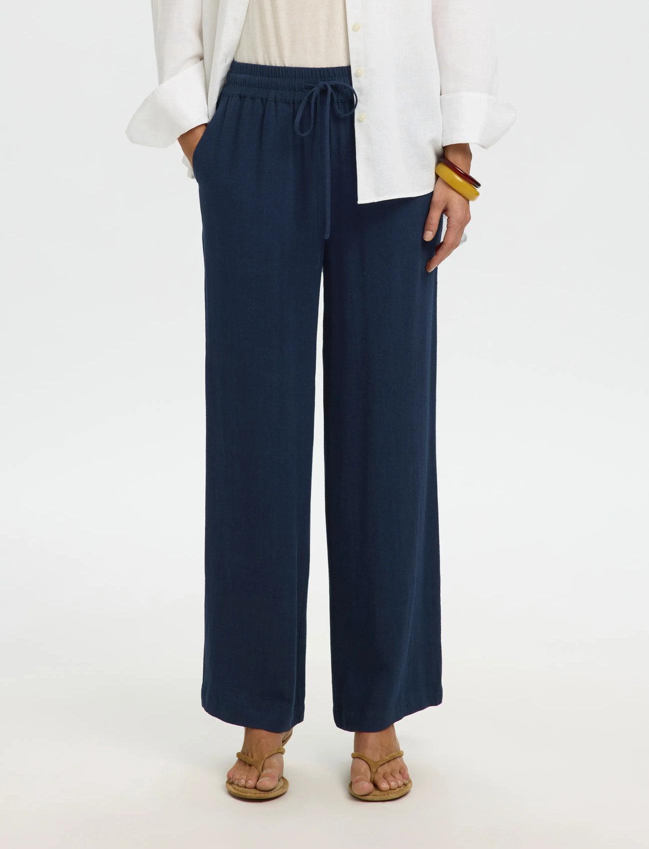 Selected Slfviva-Gulia Hw Long Sun Pant Noos, 34, Navy, Bukser > Brede Ben, Dame