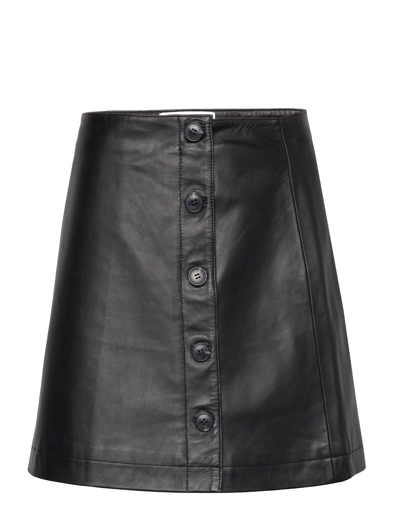 Slfdora Hw Short Leather Skirt Kort Nederdel Black Selected Femme