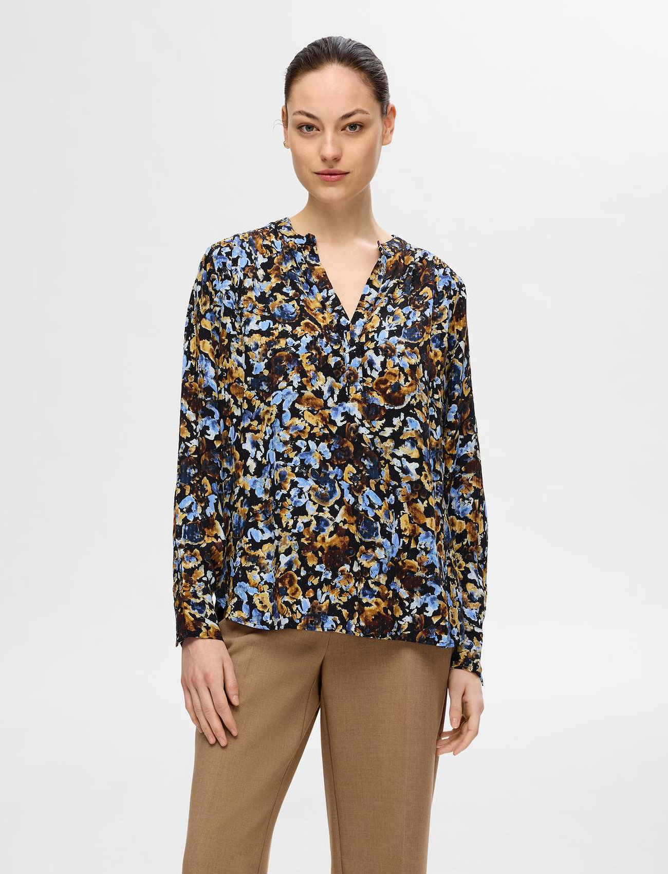Selected Slfirene Ls Aop Top Noos, 34, Multi/patterned, Bluser > Langærmede, Dame
