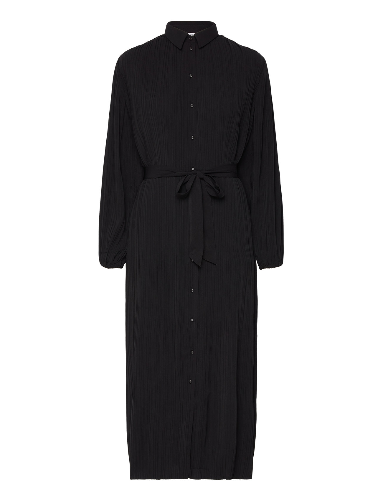 Slfvaleria Ls Ankle Plisse Dress B Black Selected Femme