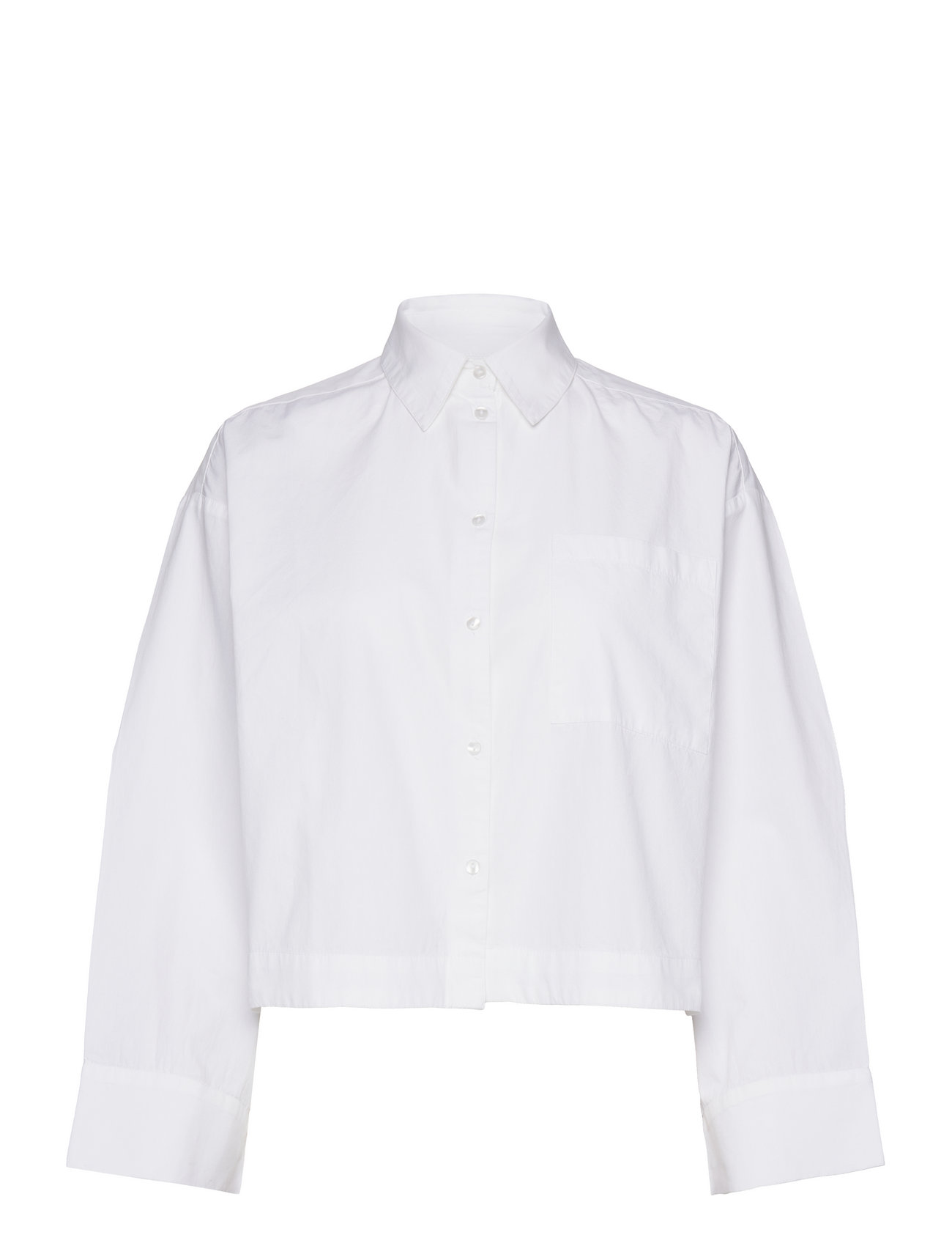 Slfastha Ls Cropped Boxy Shirt B White Selected Femme