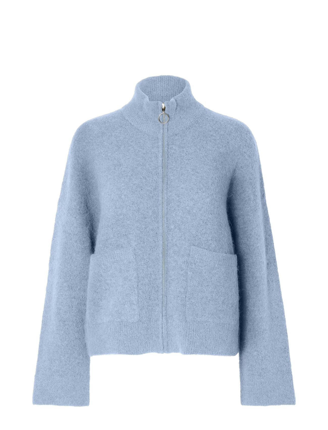 Selected Femme Slfsia Ras Ls Knit Zipper Cardigan Noos (Cashmere Blue ...