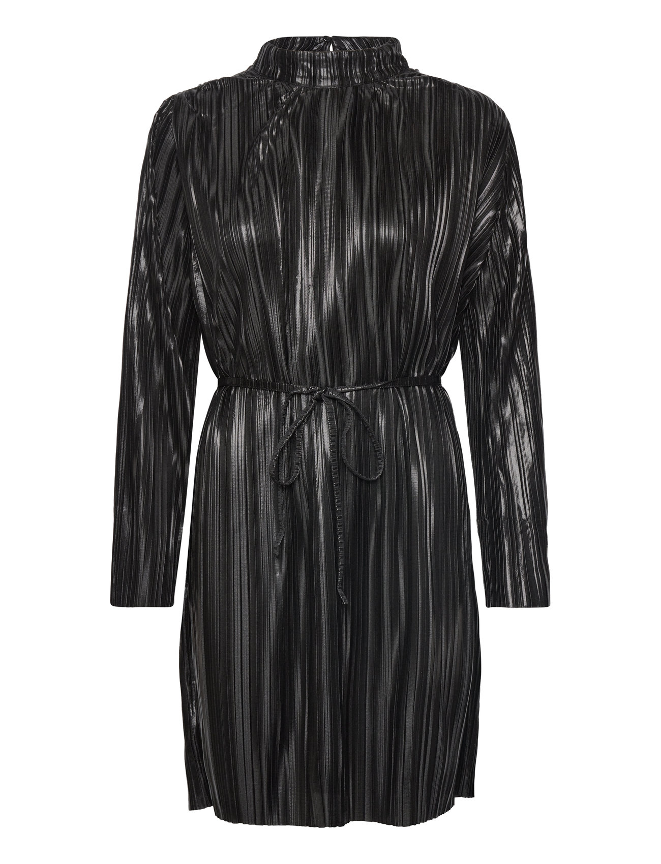Slfnaline Ls High Neck Short Plisse Dres Kort Kjole Black Selected Femme