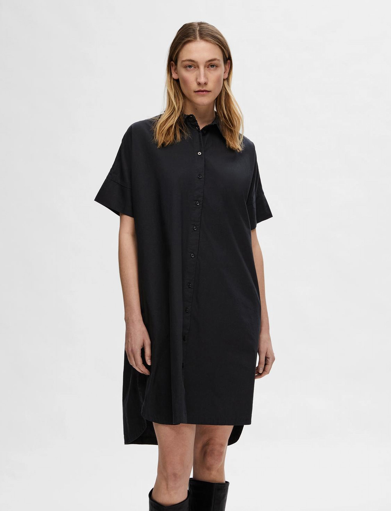 Selected Slfblair 2/4 Short Shirt Dress Noos, 36, Black, Kjoler > Kort Kjole, Dame