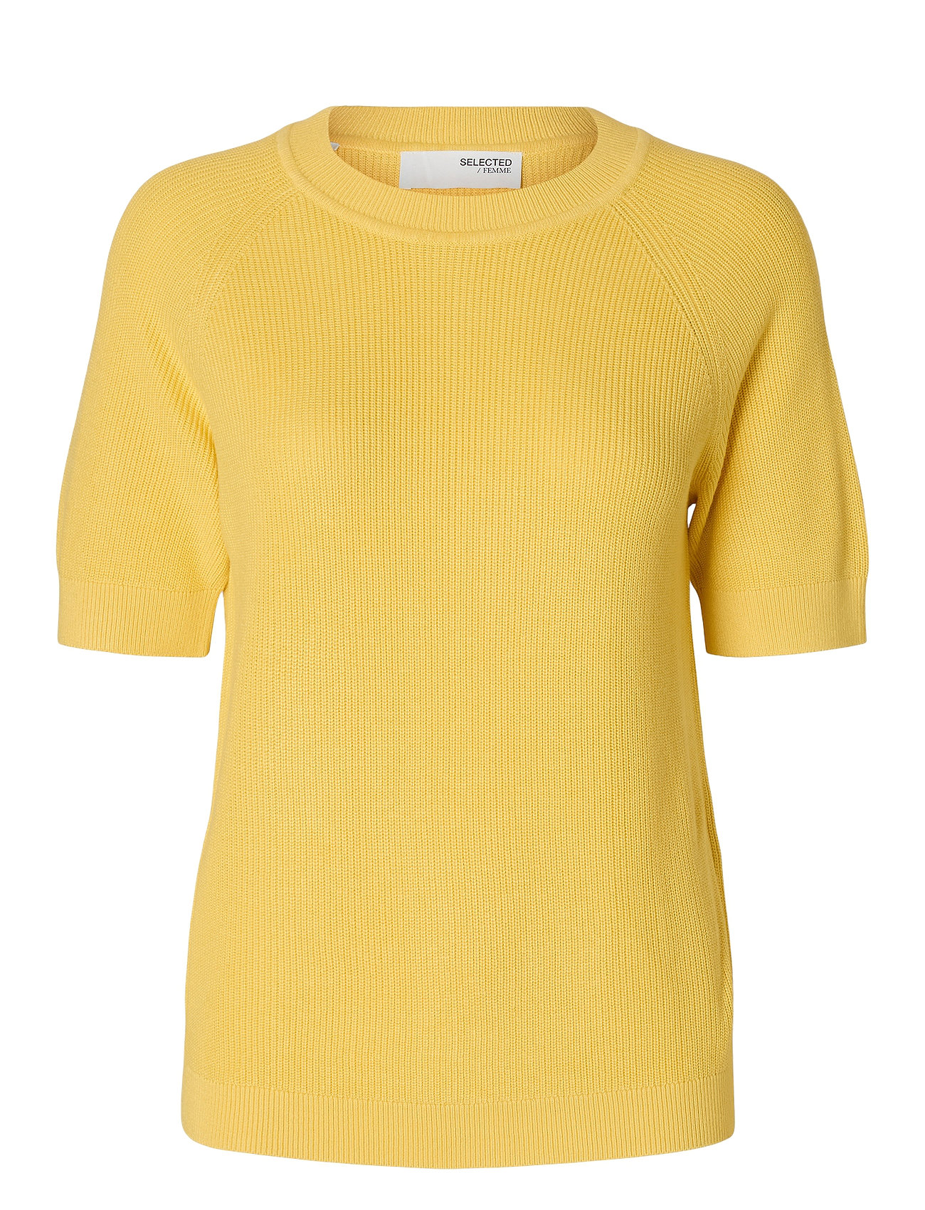 Selected Femme Slfelinna New Ss Knit Top Noos Gul