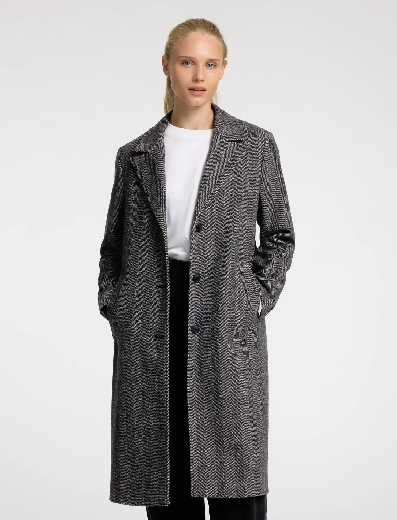 Selected Slfnew Alma Wool Coat Herringbone Noos