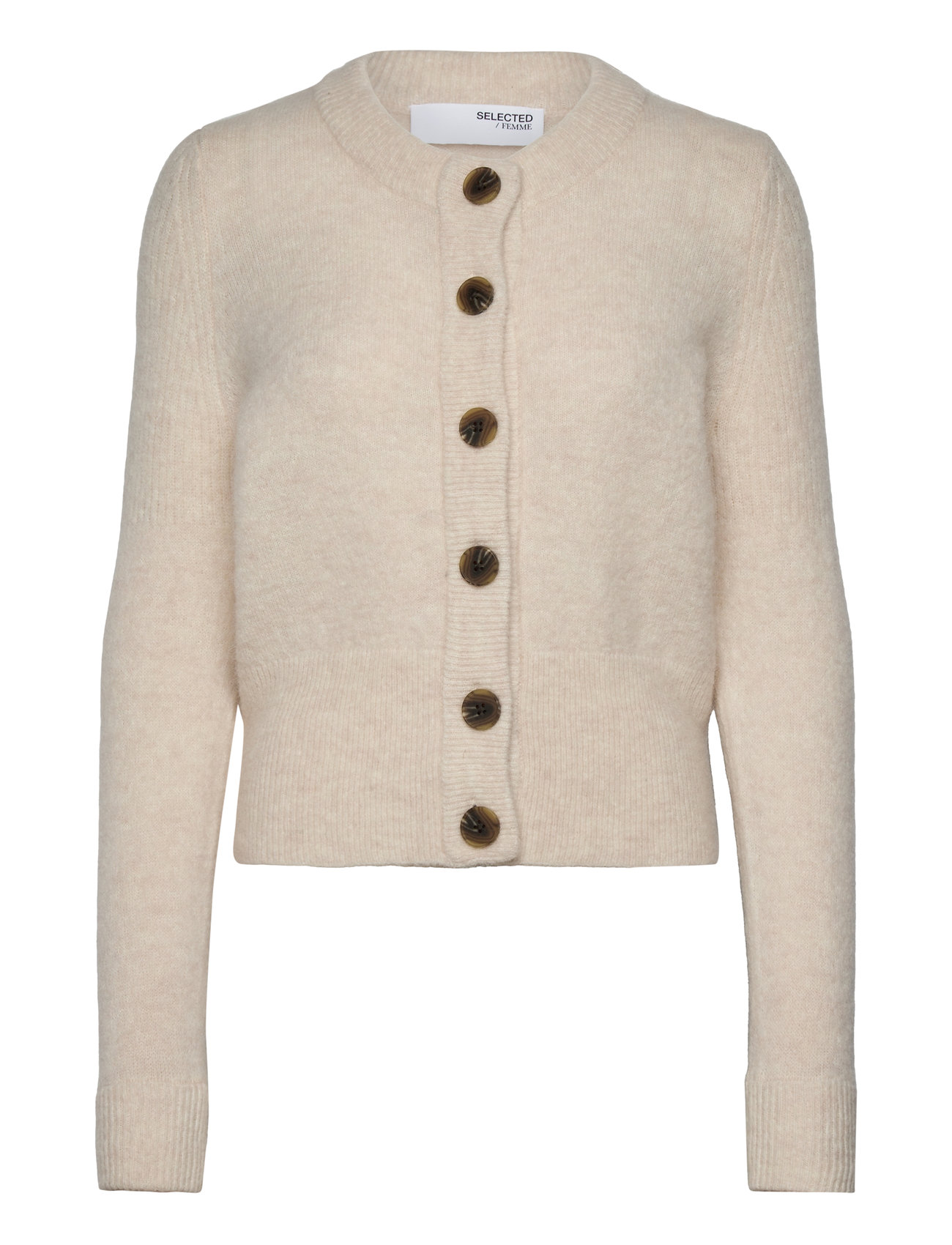 Slfsia Ras Ls Knit Cardigan Noos Cream Selected Femme