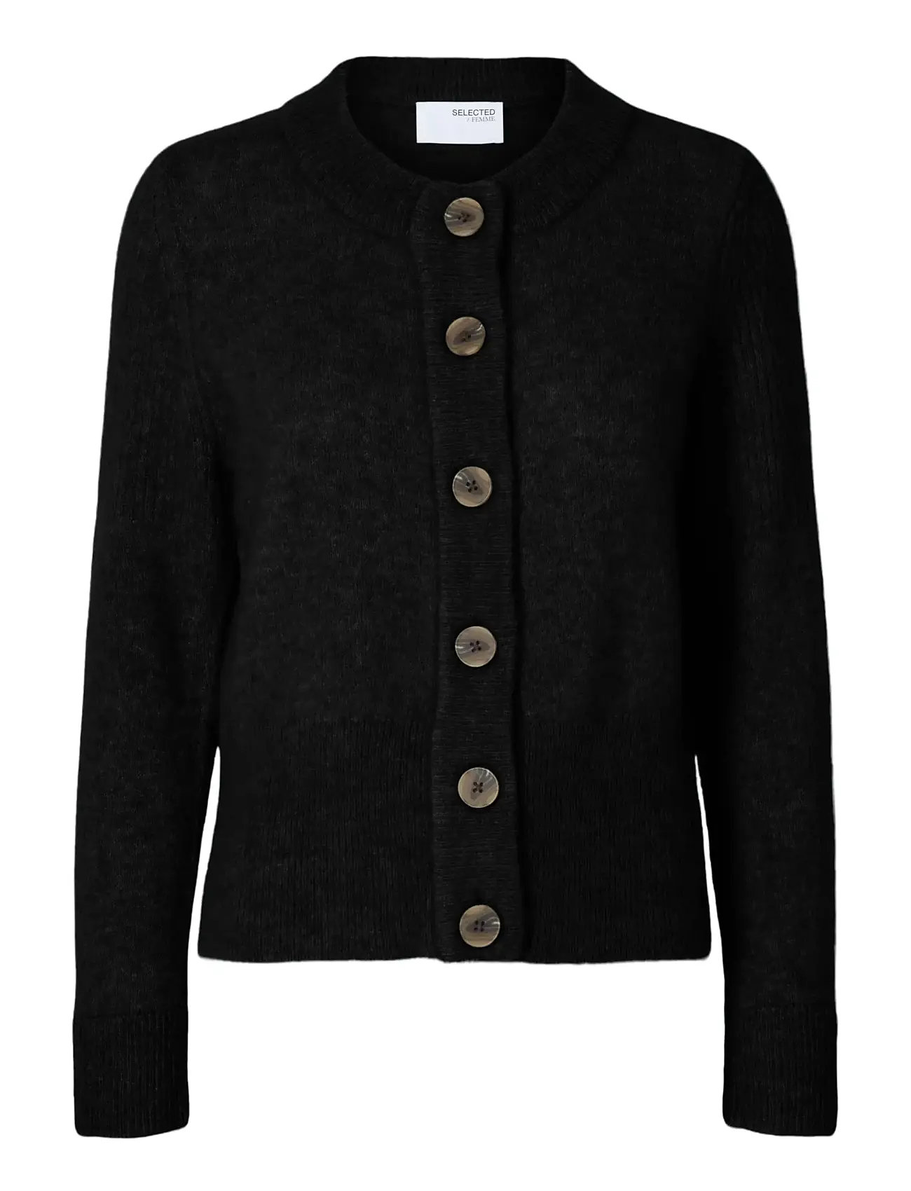 Slfsia Ras Ls Knit Cardigan Noos Black Selected Femme