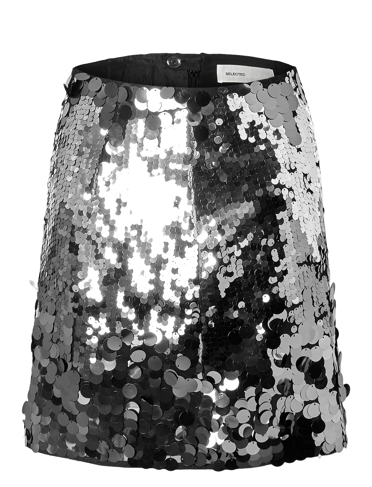 Selected Femme Slftana Hw Short Sequins Skirt B Silver