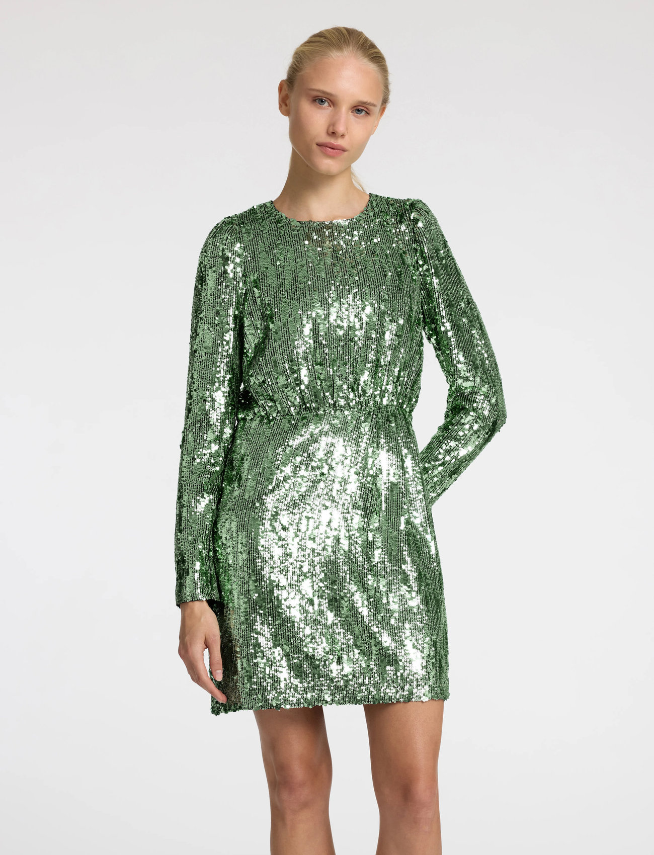 Selected Slfari-Colyn Ls Short Sequins Dress B, 42, Green, Kjoler > Kort Kjole, Dame