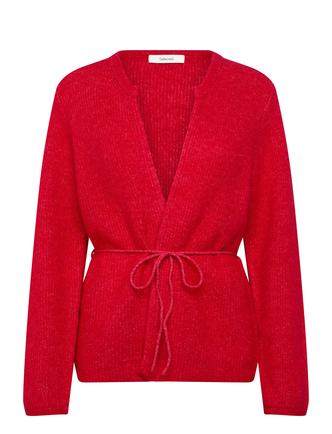 Selected Slfsia Ras Ls Knit Belt Cardigan, S, Red, Strik > Cardigans, Dame
