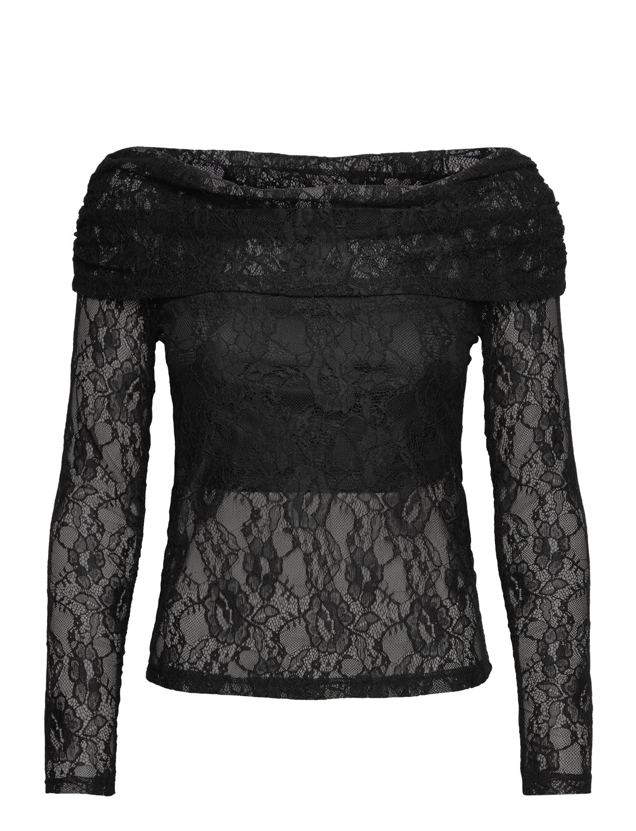 Selected Femme Slfmista Ls Off Shoulder Lace Top Svart