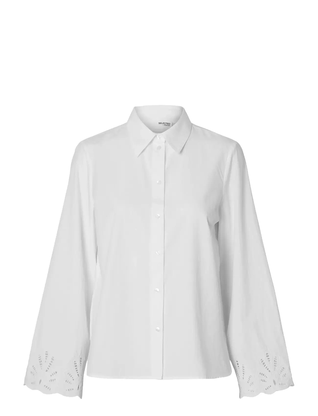 SELECTED Slfdahlia Ls Broderi Shirt Noos Weiß - 36 - Damen