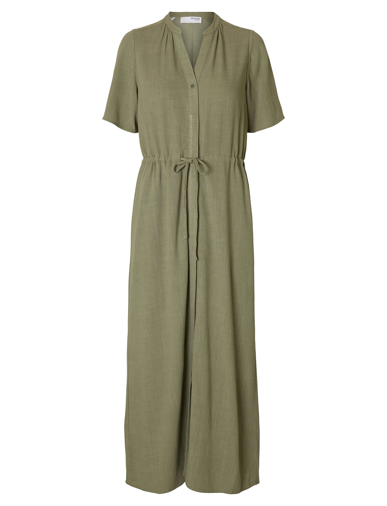 Slfviva-Damina Ss Ankle Sun Dress Noos Maxikjole Festkjole Green Selected Femme