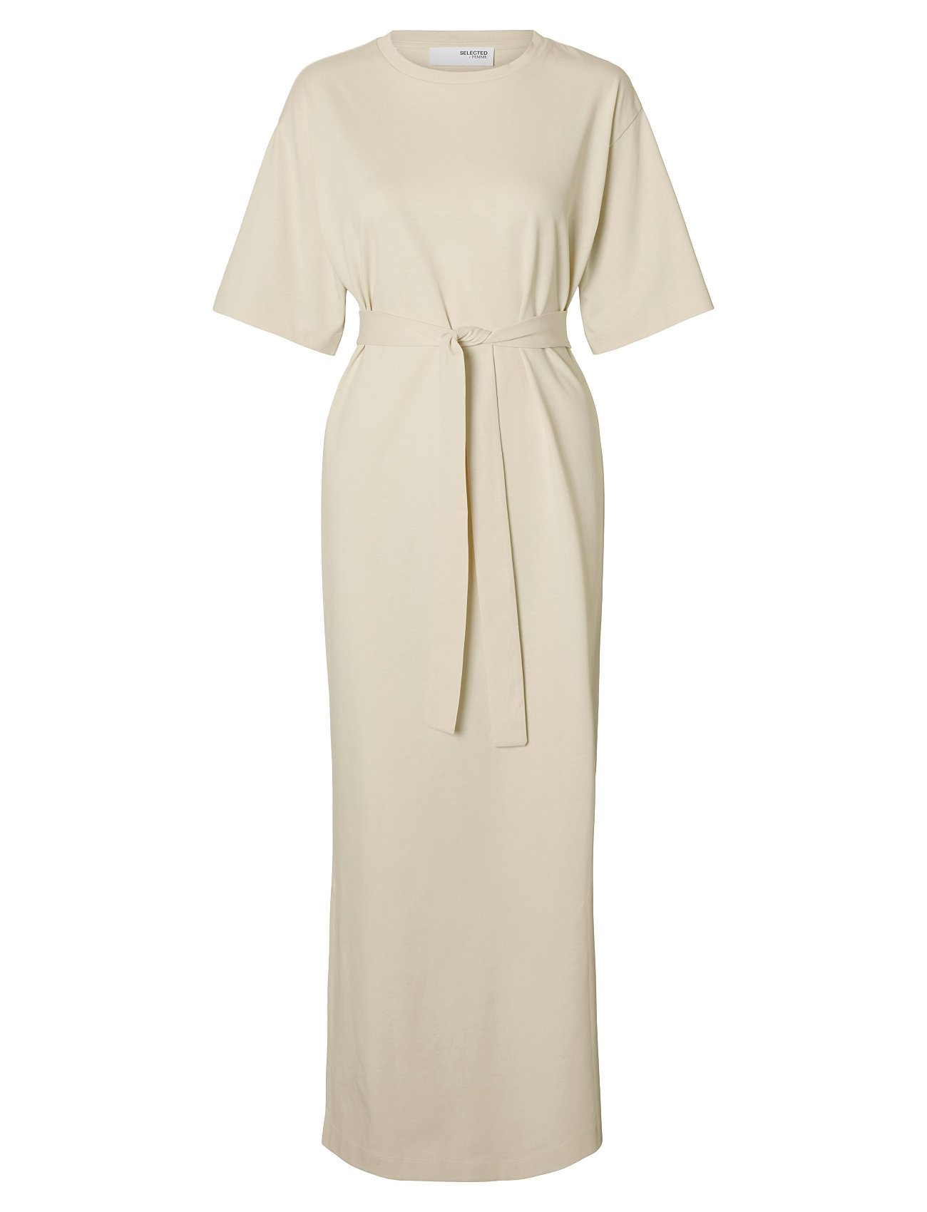 Slfessential Ss Pocket Ankle Dress Noos Maxikjole Festkjole Cream Selected Femme