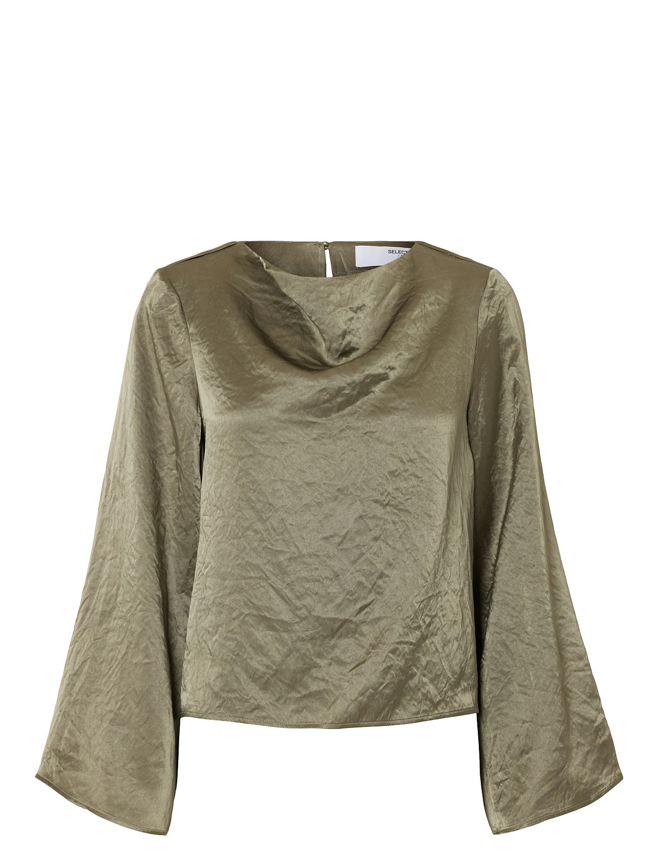 SELECTED Slfselene Ls Draped Neckline Oberteil B Grün - 36 - Damen