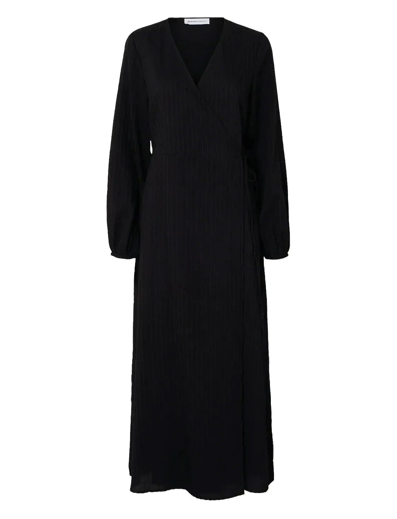 Slflucia-Susie Ls Ankle Wrap Dress B Maxikjole Festkjole Black Selected Femme