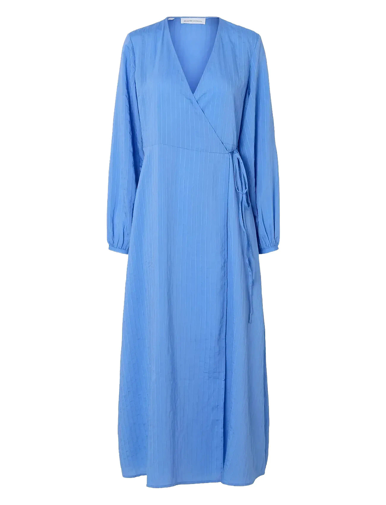 Slflucia-Susie Ls Ankle Wrap Dress B Maxikjole Festkjole Blue Selected Femme