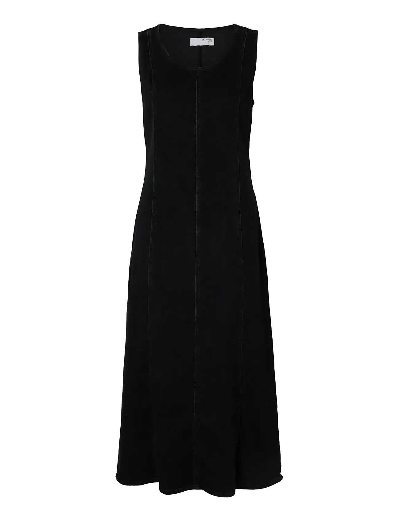 SELECTED Slfsveja Sl Long Denim Kleid Schwarz - 36 - Damen