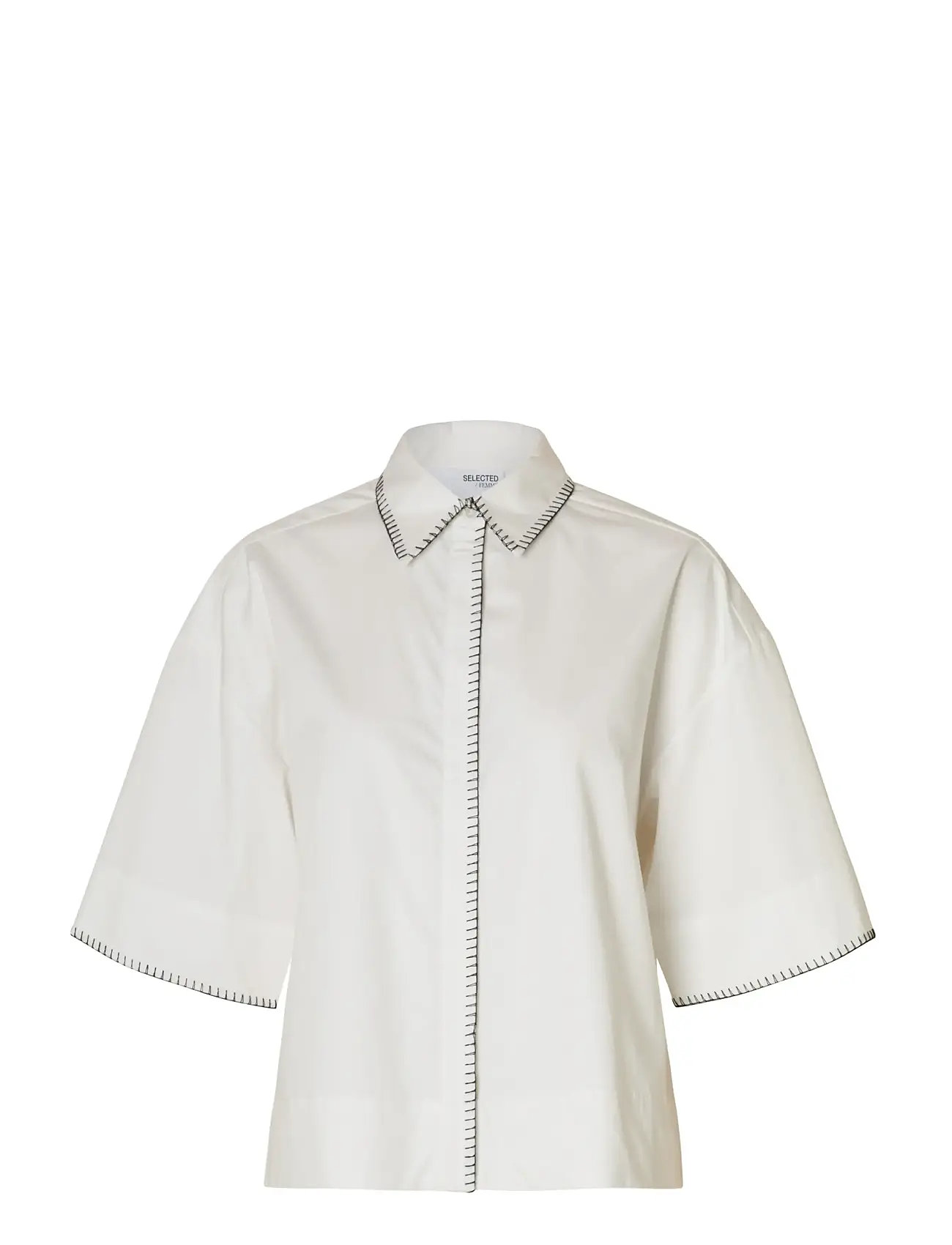 SELECTED Slffia 2/4 Cropped Stitched Shirt B Weiß - 34 - Damen