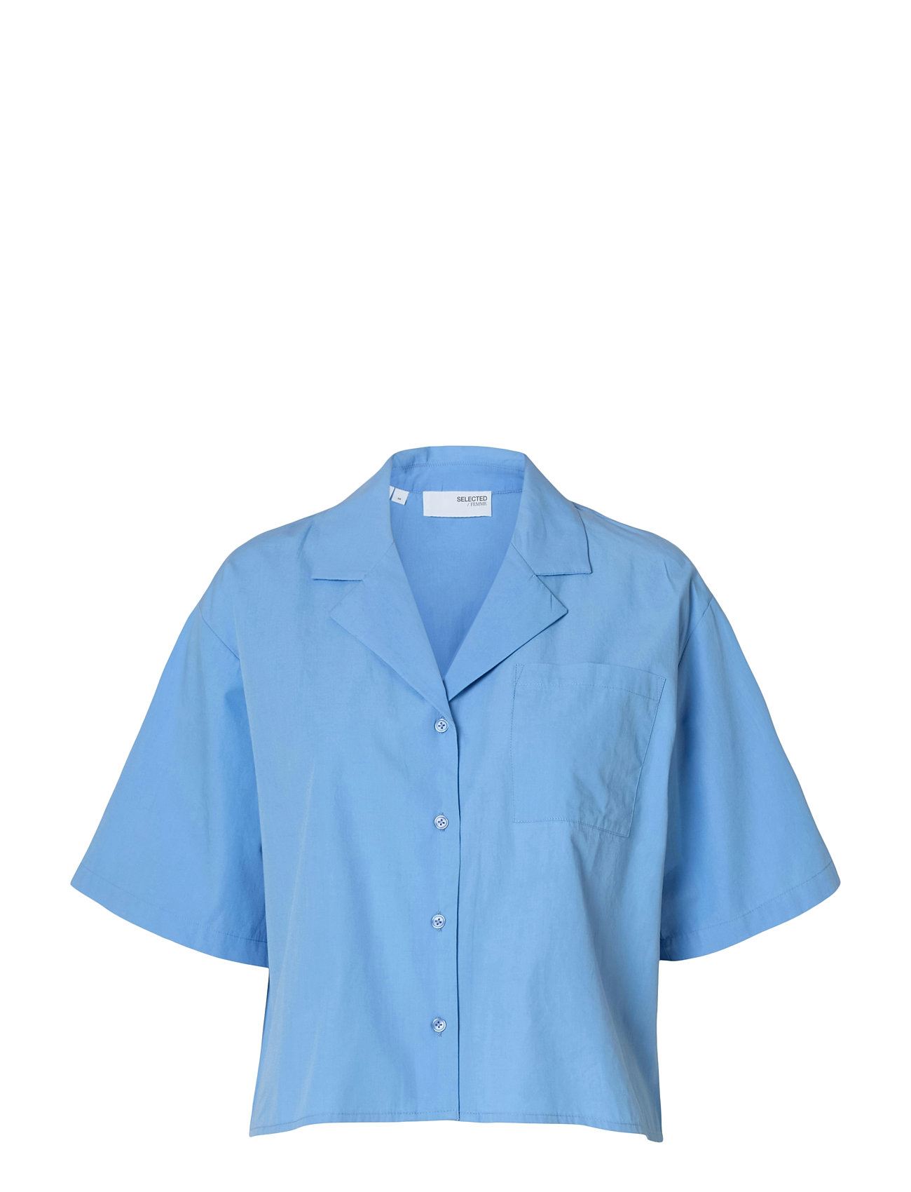 SELECTED Slfblair Ss Cropped Shirt B Blau - 42 - Damen