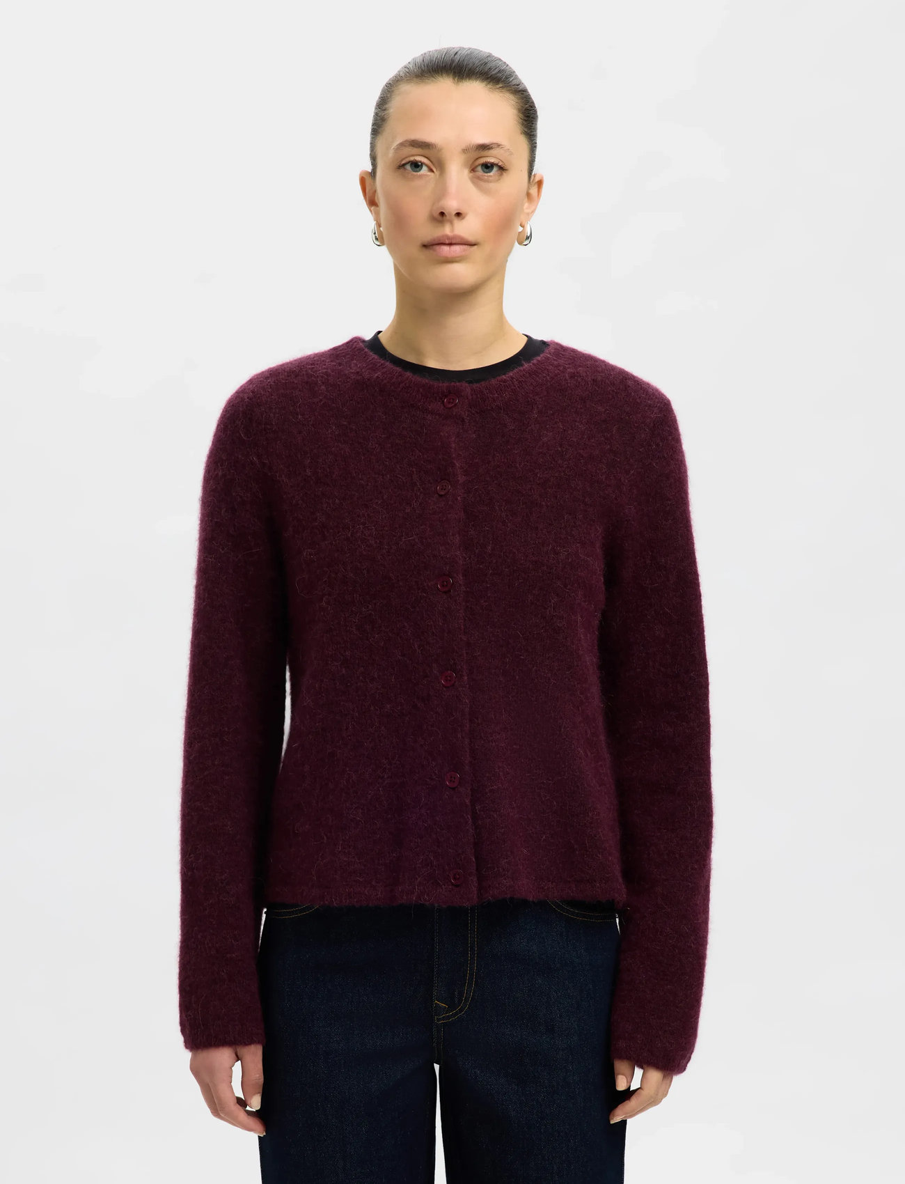 Selected Slflulu New Ls Knit Cardigan Noos, XS, Red, Strik > Cardigans, Dame