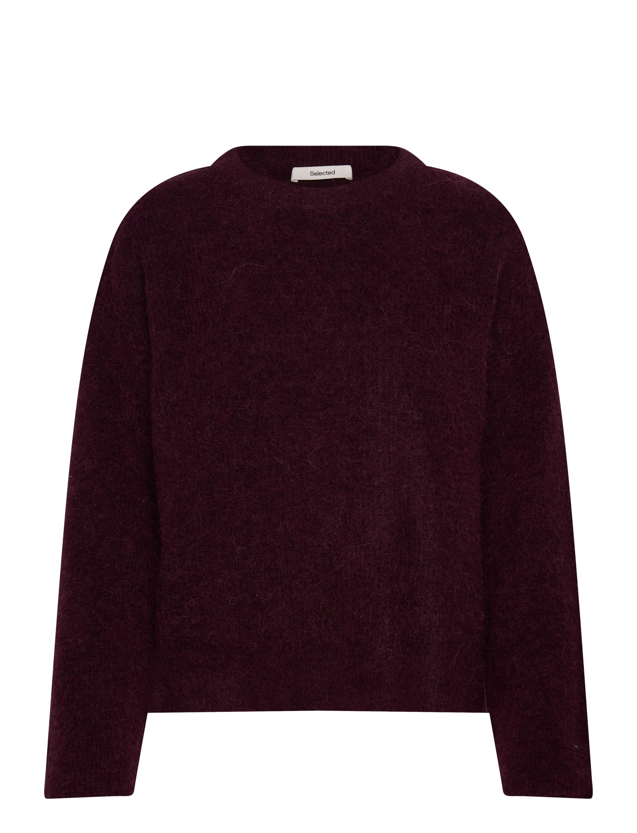 SELECTED Slfsia Ras Ls Knit New O-Neck Noos Burgundy - S - Damen