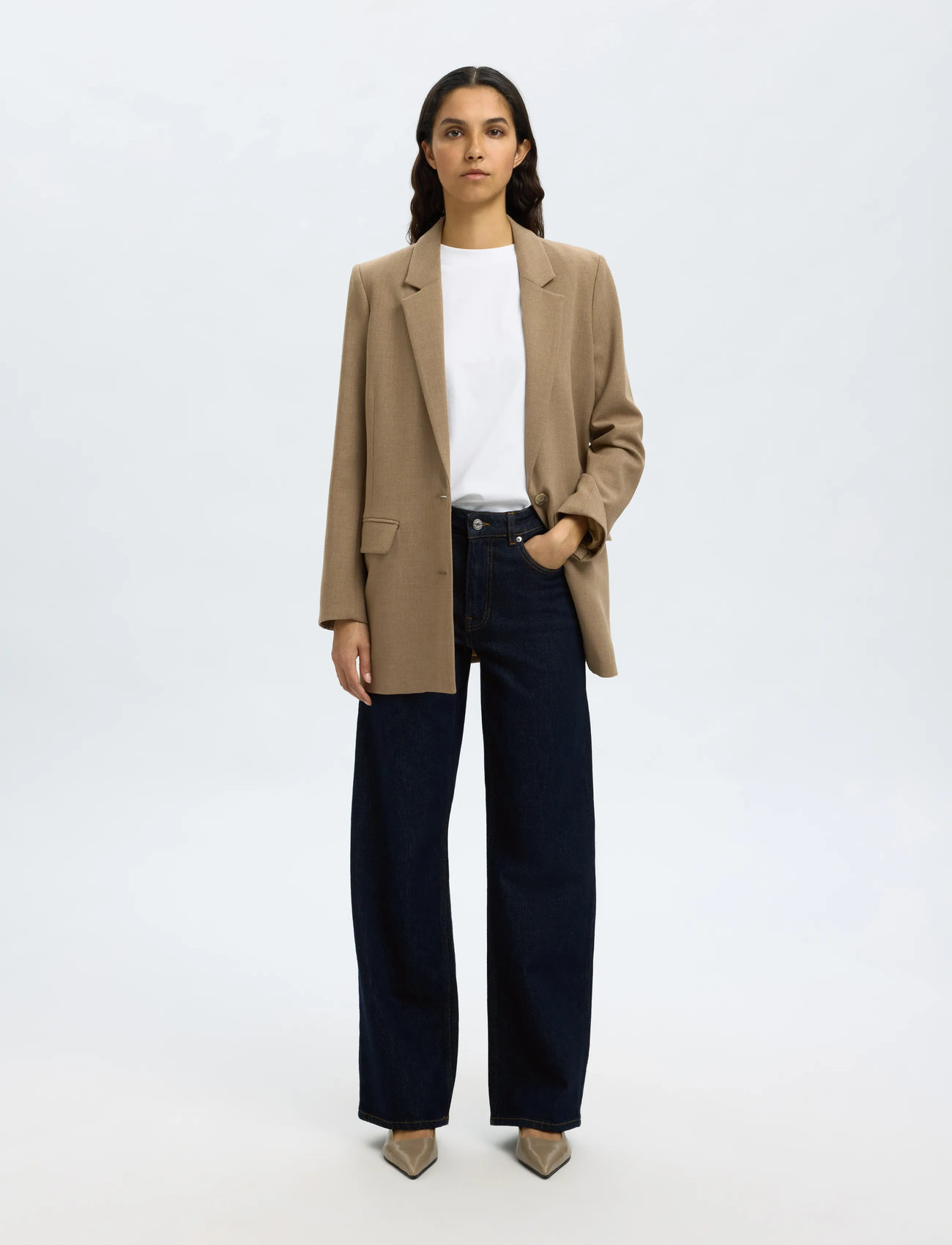 Selected Slfwide Bea-Kori Hw Jeans Noos, 31 x 32, Navy, Jeans > Vidde, Dame