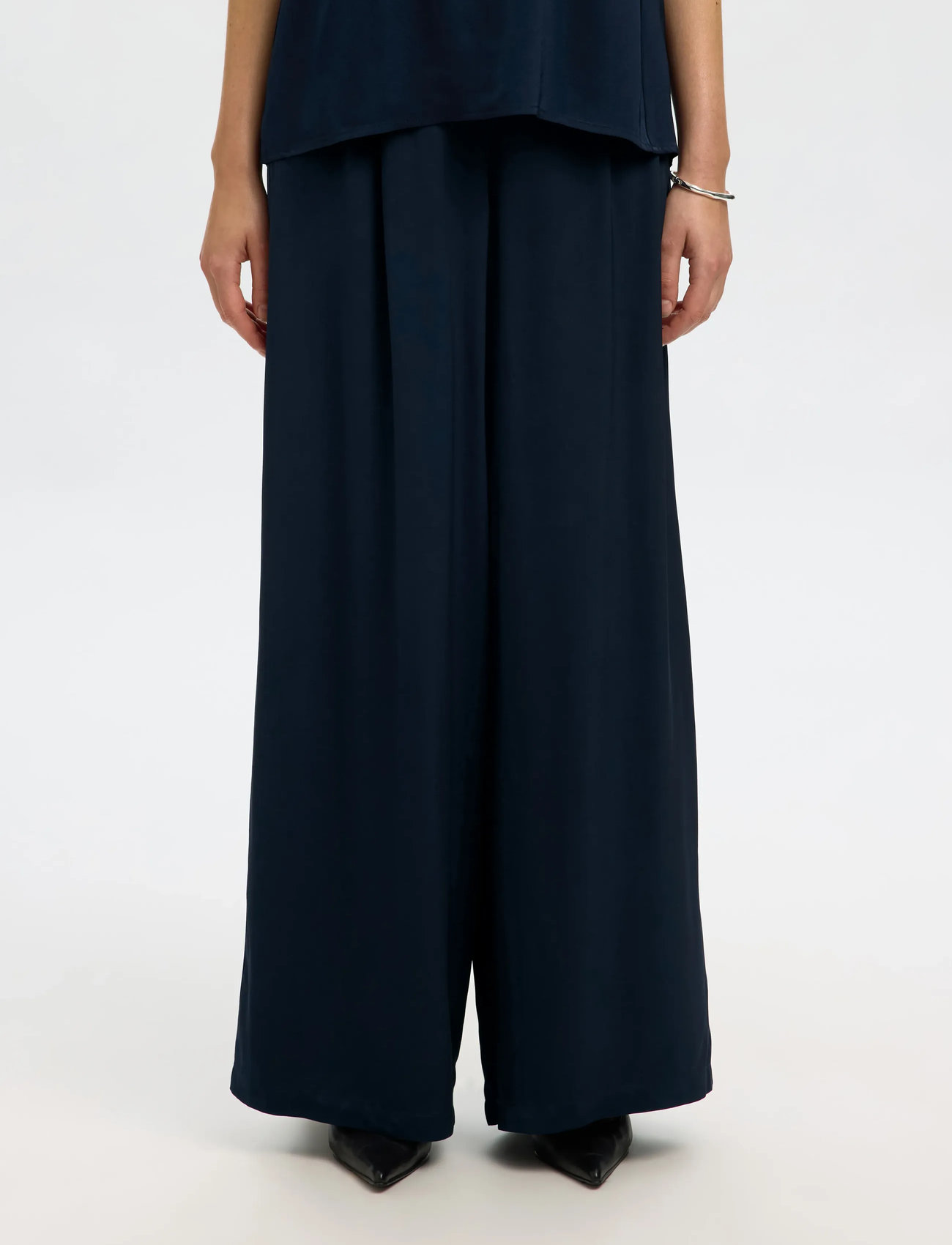 Selected Slfleonore Hw Wide Pant B, 36, Navy, Bukser > Brede Ben, Dame