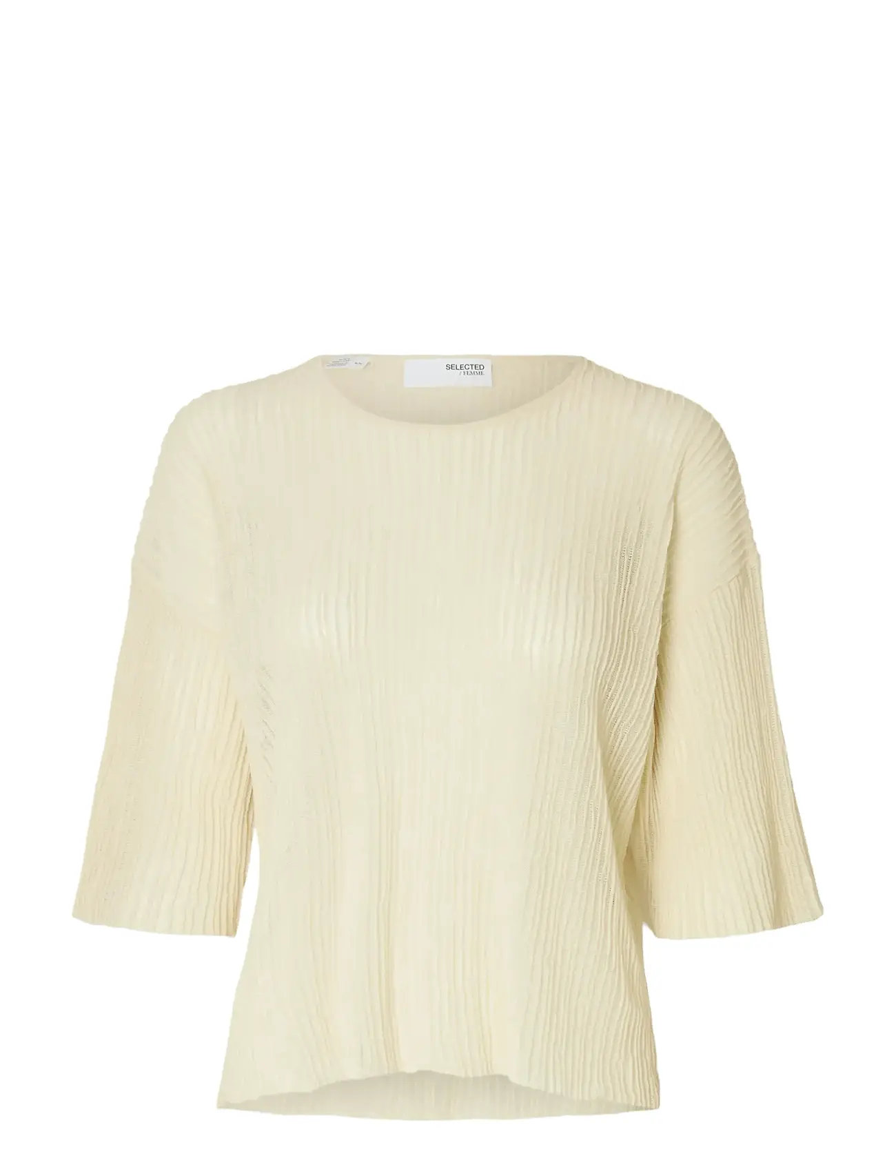 SELECTED Slflea 2/4 Knit O-Neck Cream - XS - Damen