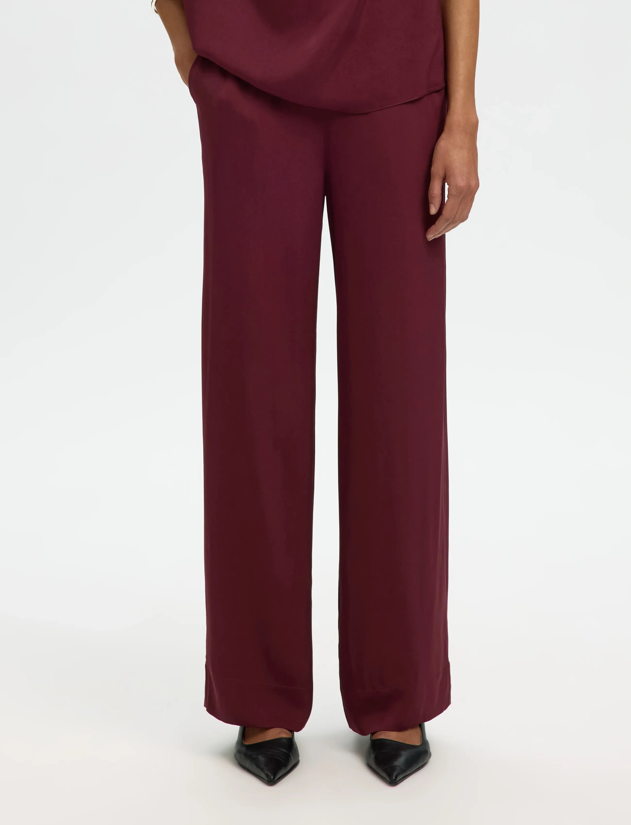 Selected Slflaurina Mw Wide Pant B, 40, Burgundy, Bukser > Brede Ben, Dame