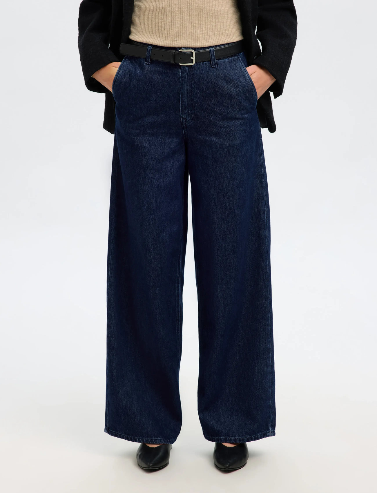 Selected Slfextra Wide Mella-Bora Hw Jeans, 26 x 32, Navy, Jeans > Vidde, Dame