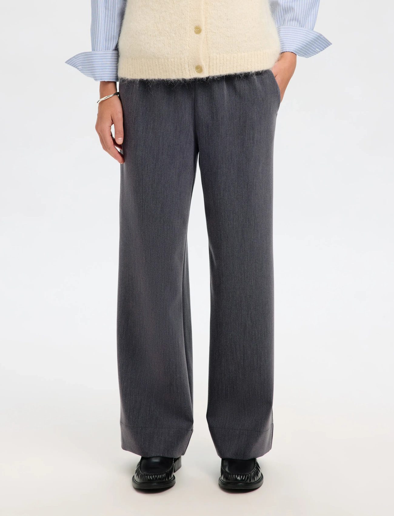 Selected Slfpatricia Mw Wide Pant B, 38, Grey, Bukser > Brede Ben, Dame