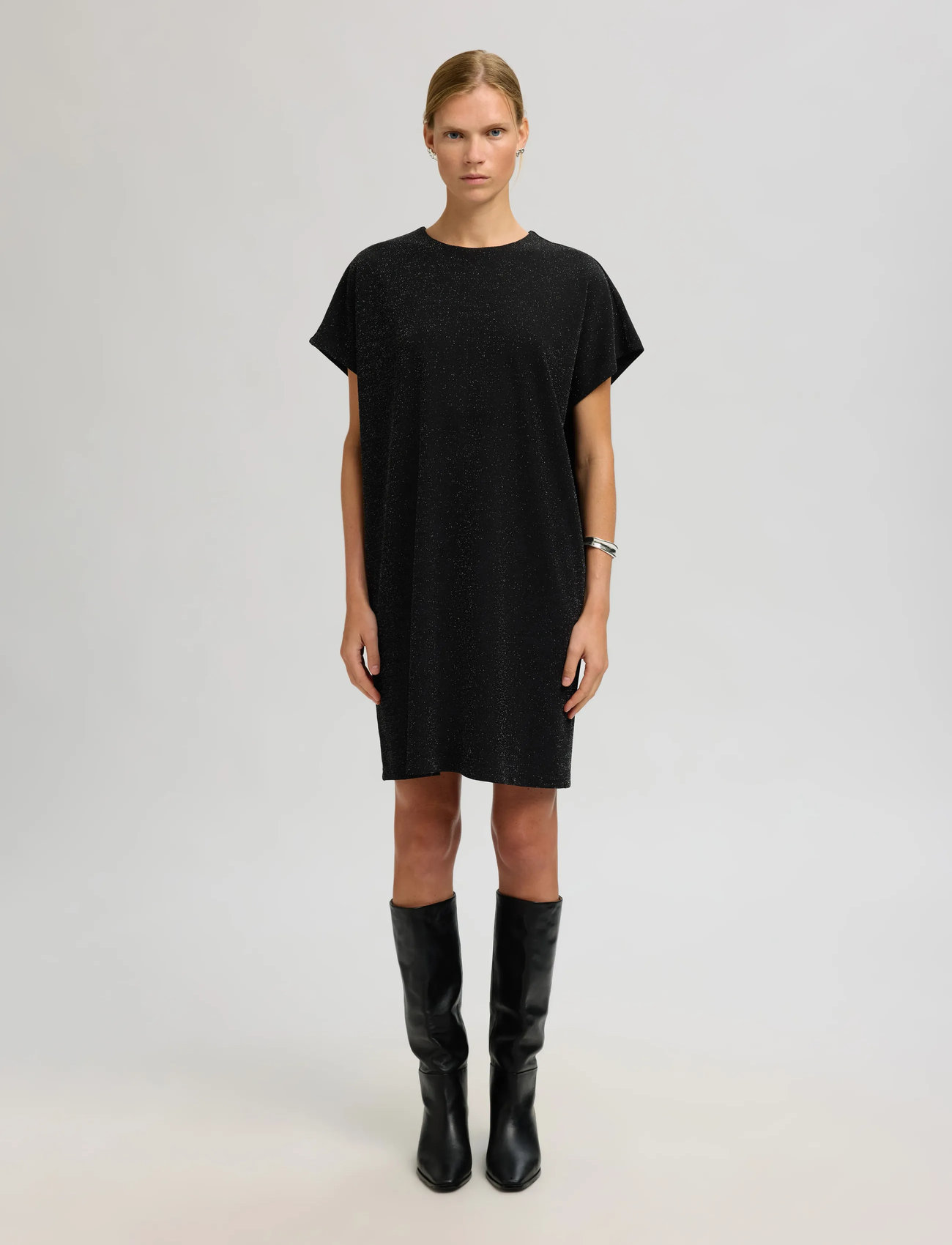 Selected Slfoversized Sandra Ss Short Dress, M, Black, Kjoler > Kort Kjole, Dame