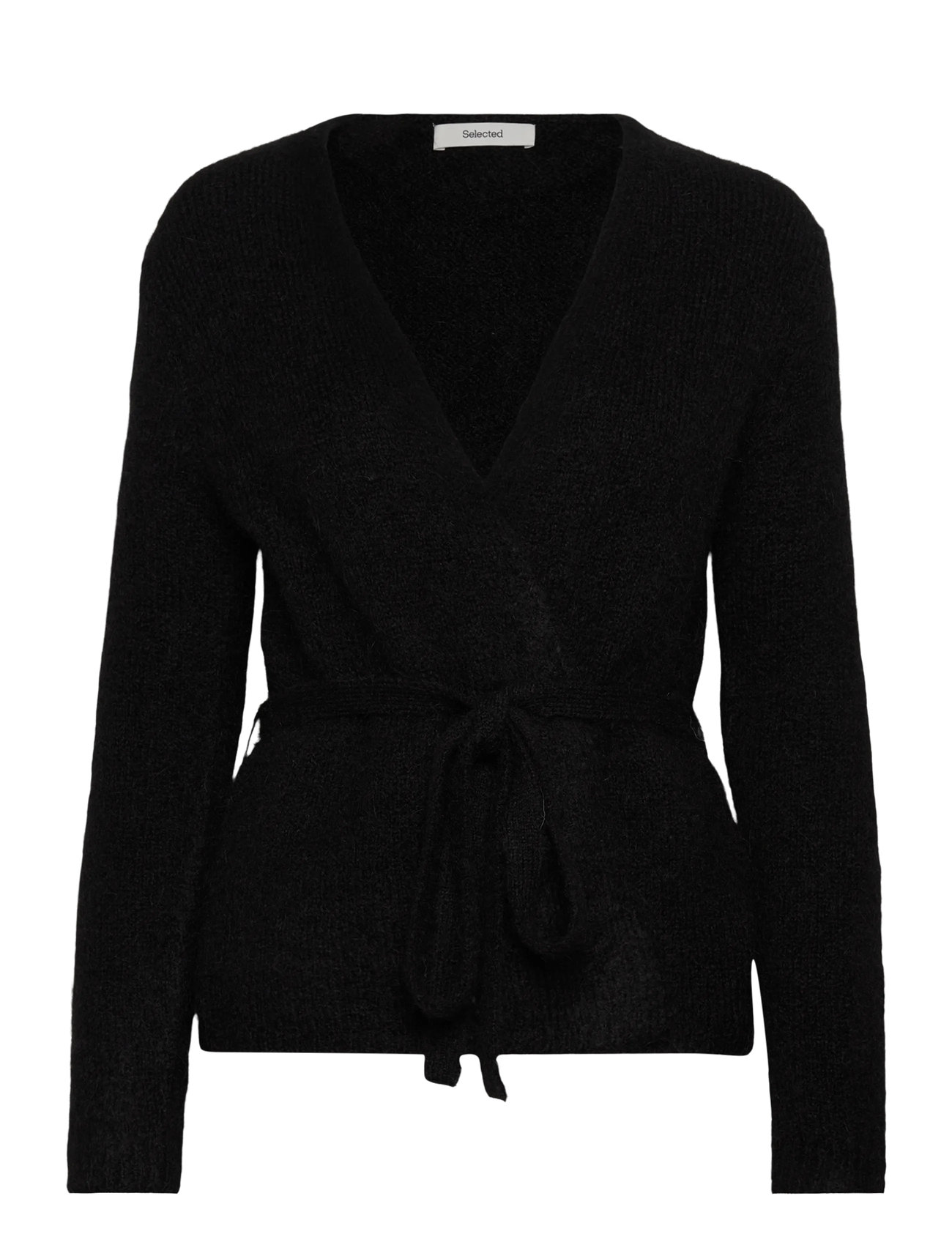 Selected Slfgabella Ls Knit Belt Cardigan, S, Black, Strik > Cardigans, Dame