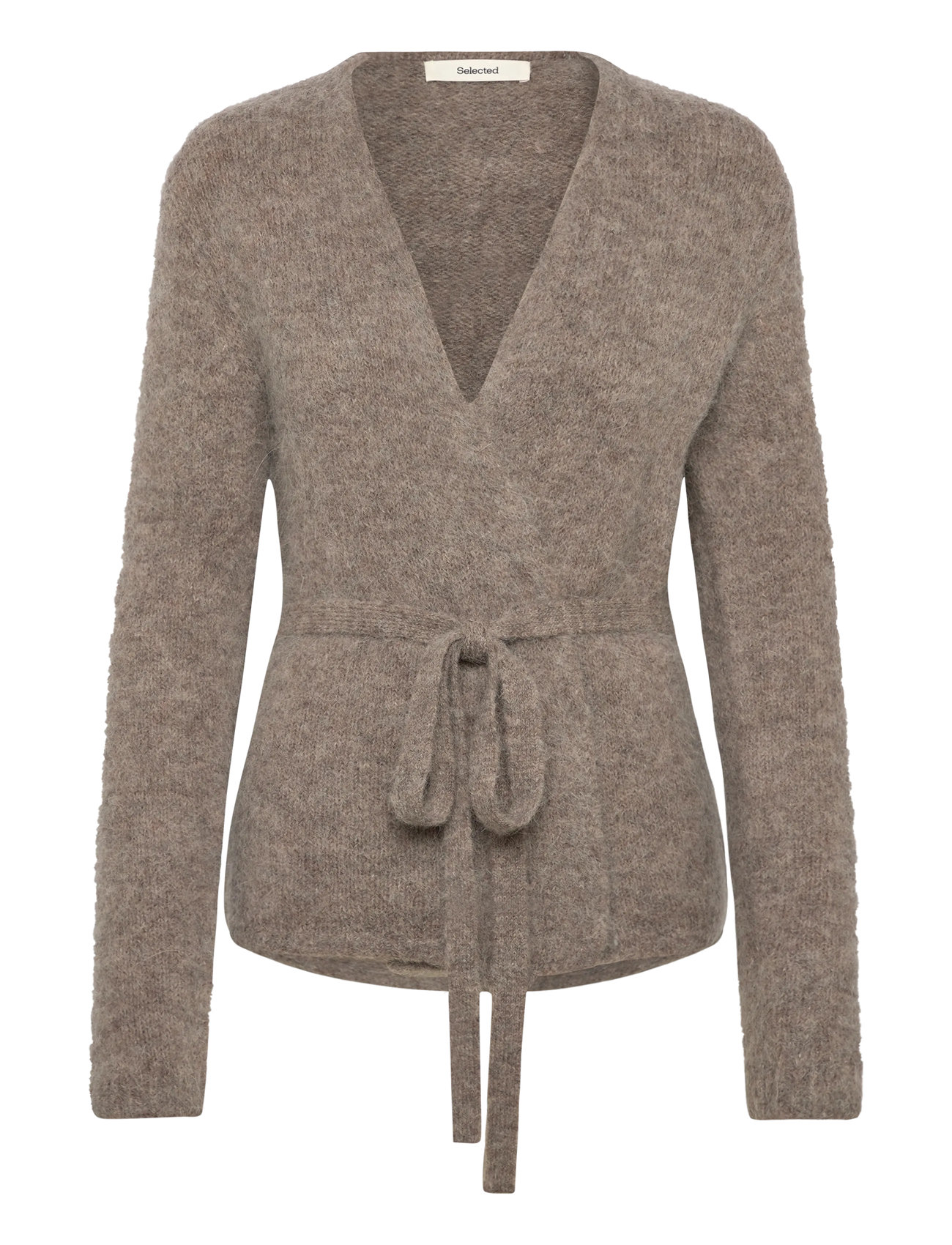 Selected Slfgabella Ls Knit Belt Cardigan, M, Beige, Strik > Cardigans, Dame