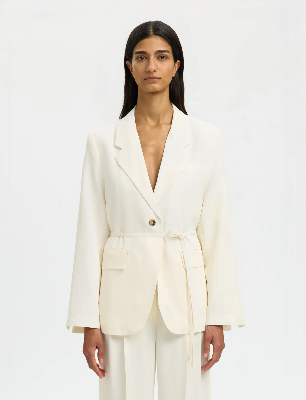 Selected Slfellie Blazer, 38, Cream, Blazere > Blazere I Overstørrelse, Dame