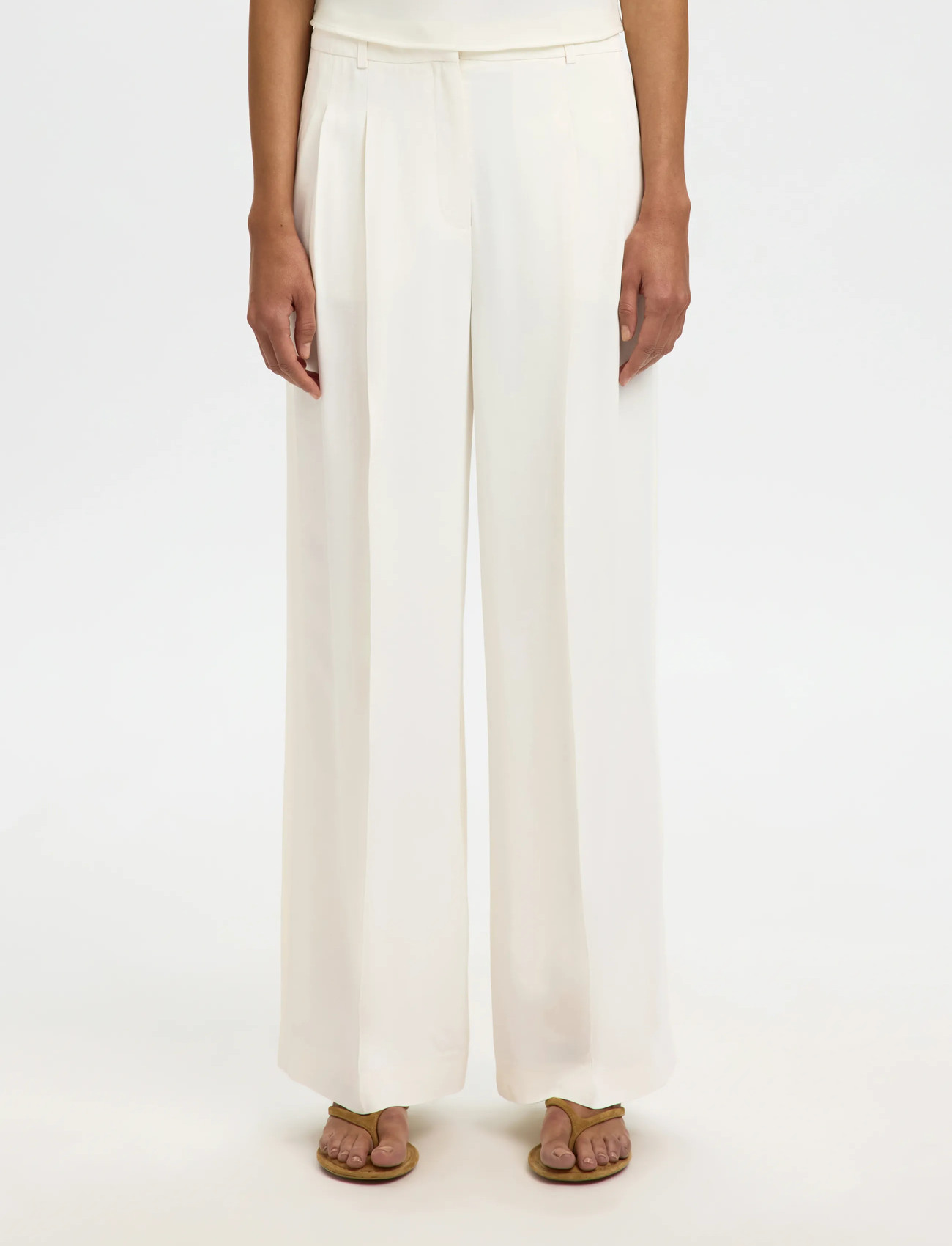 Selected Slfextra Wide Ellie Hw Pant, 40, Cream, Bukser > Brede Ben, Dame
