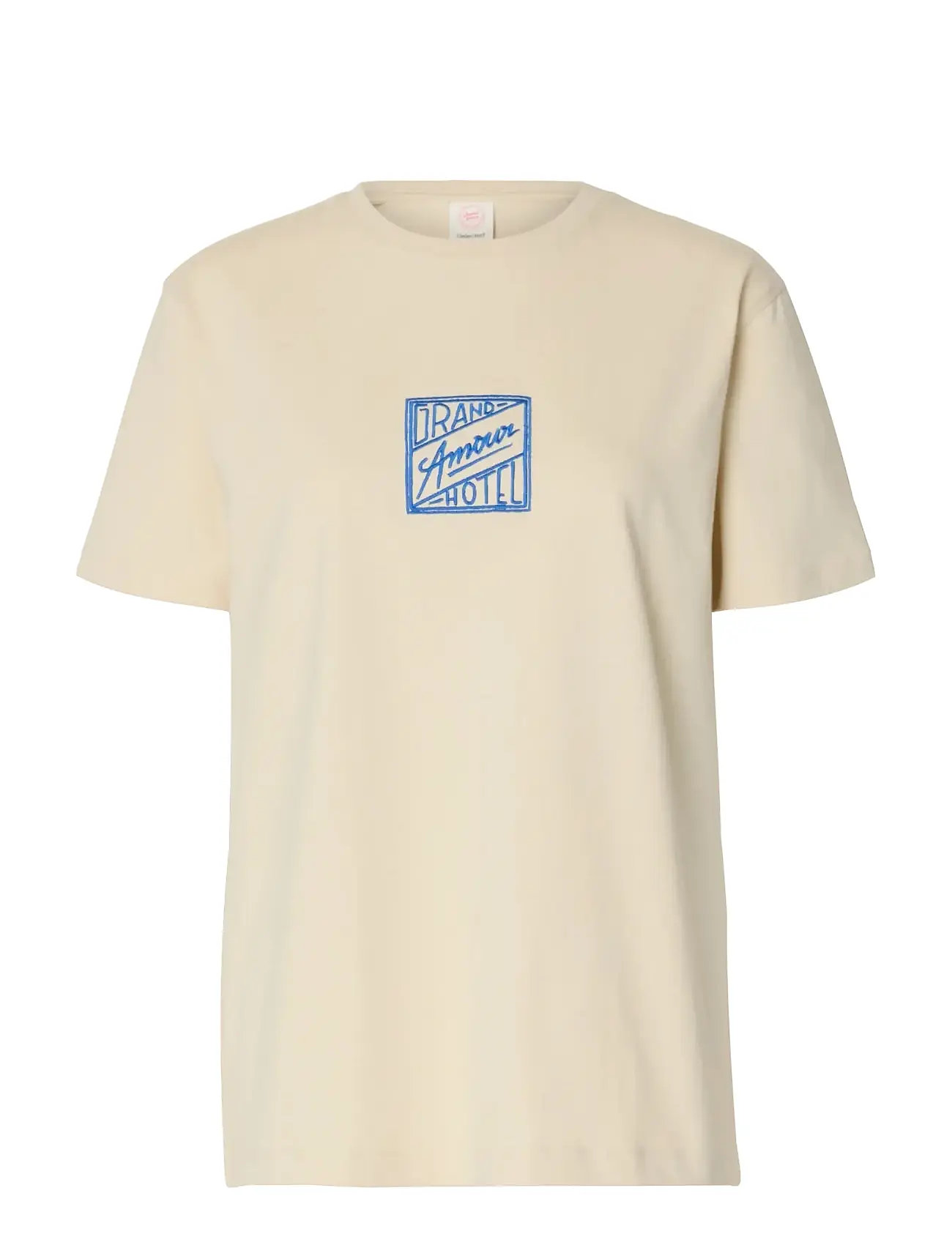 SELECTED Slfrelaxed Brook Ss Hotel Amour Tee Cream - XL - Damen