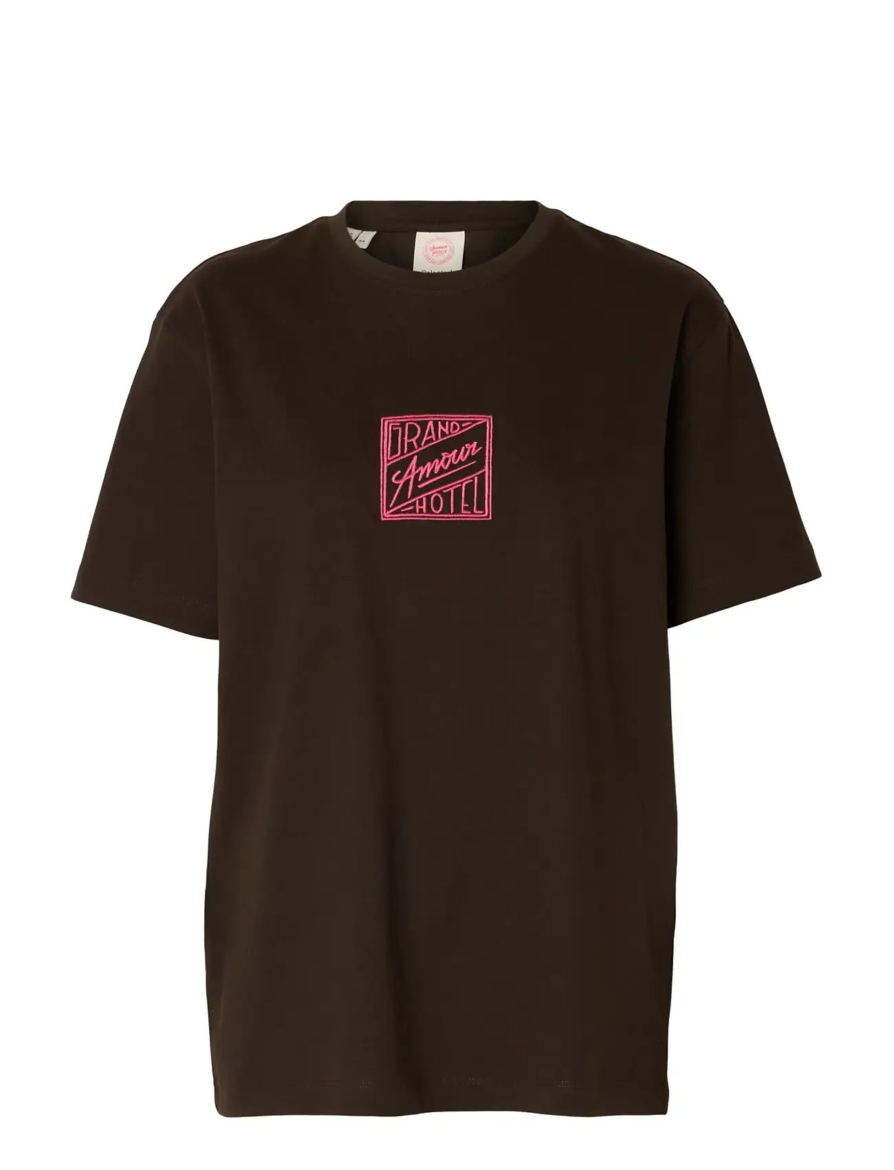 SELECTED Slfrelaxed Brook Ss Hotel Amour Tee Schwarz - XS - Damen