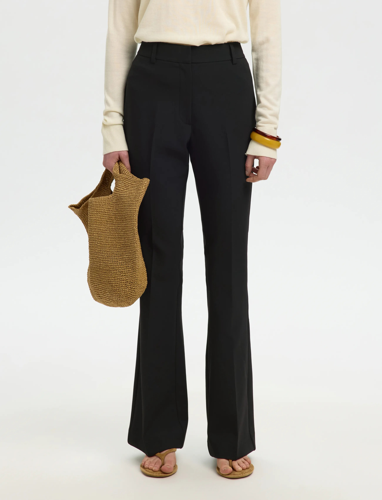 Selected Slfrita Mw Slim Flared Pant Fd, 42, Black, Bukser > Flared, Dame