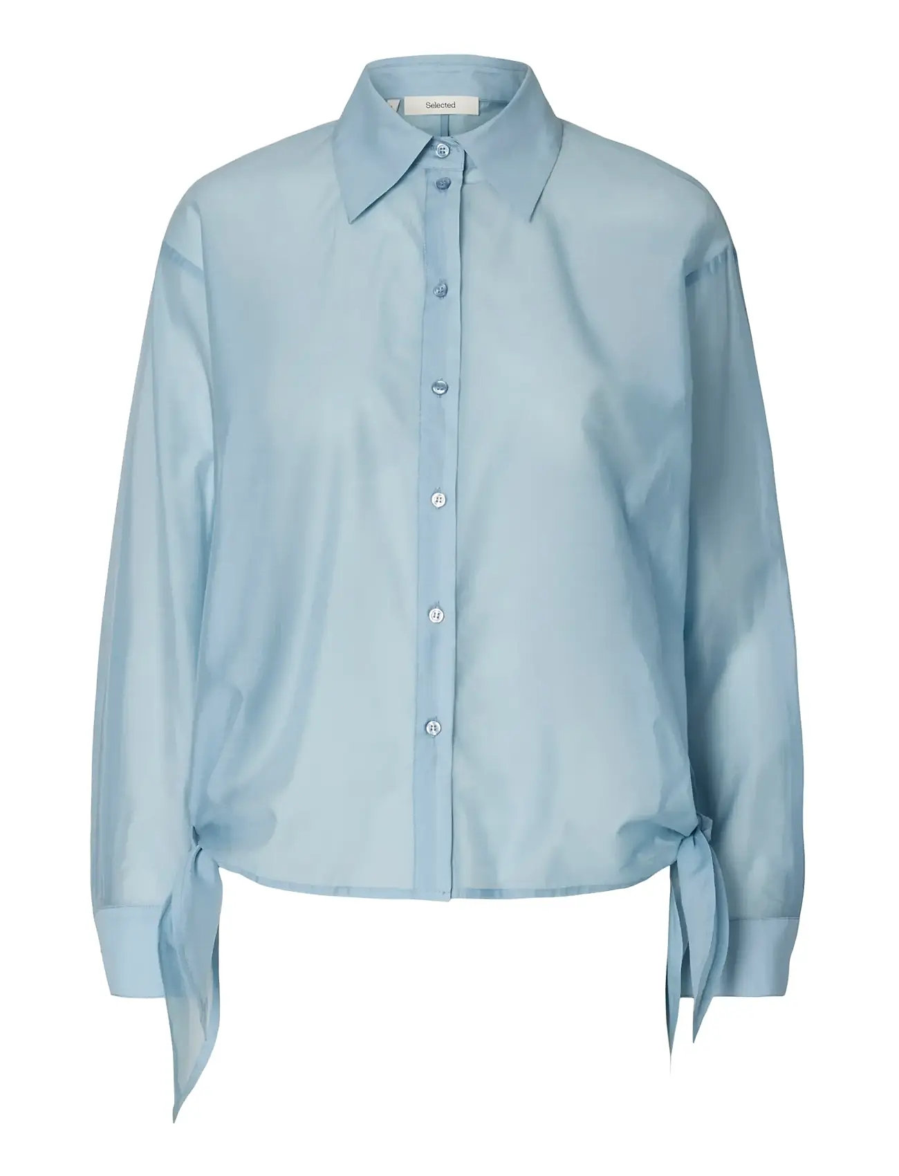 SELECTED Slfiris Relaxed Ls Tie Detail Shirt B Blau - 34 - Damen